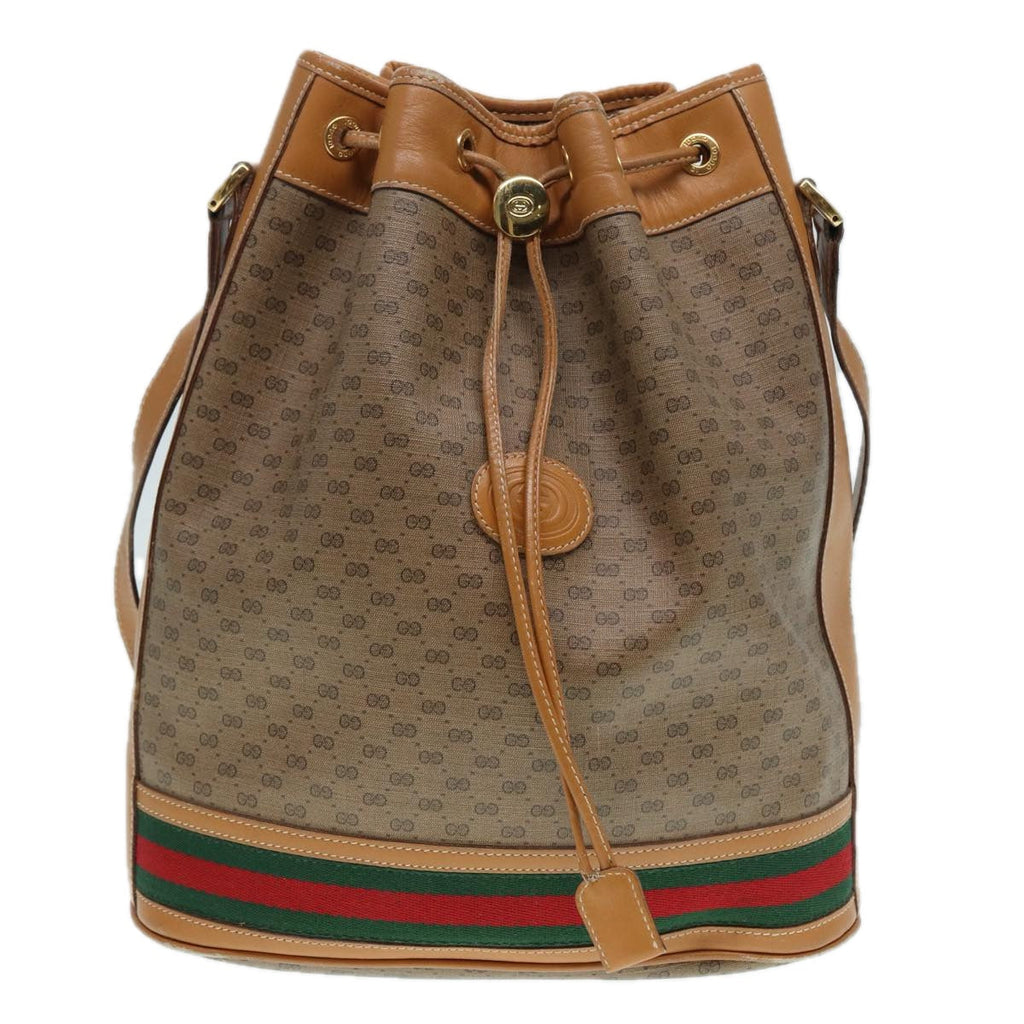GUCCI Micro GG Supreme Web Sherry Line Shoulder Bag PVC Brown Gold 88809