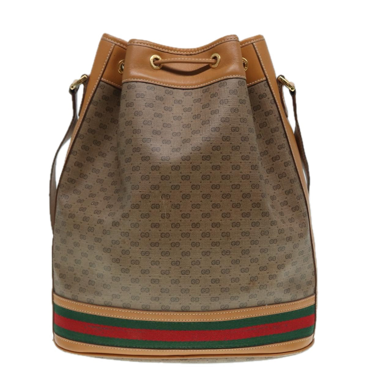 GUCCI Micro GG Supreme Web Sherry Line Shoulder Bag PVC Brown Gold 88809