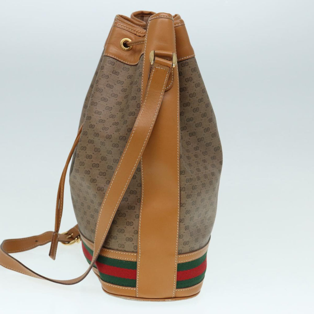 GUCCI Micro GG Supreme Web Sherry Line Shoulder Bag PVC Brown Gold 88809