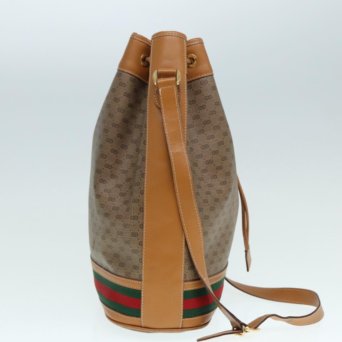 GUCCI Micro GG Supreme Web Sherry Line Shoulder Bag PVC Brown Gold 88809