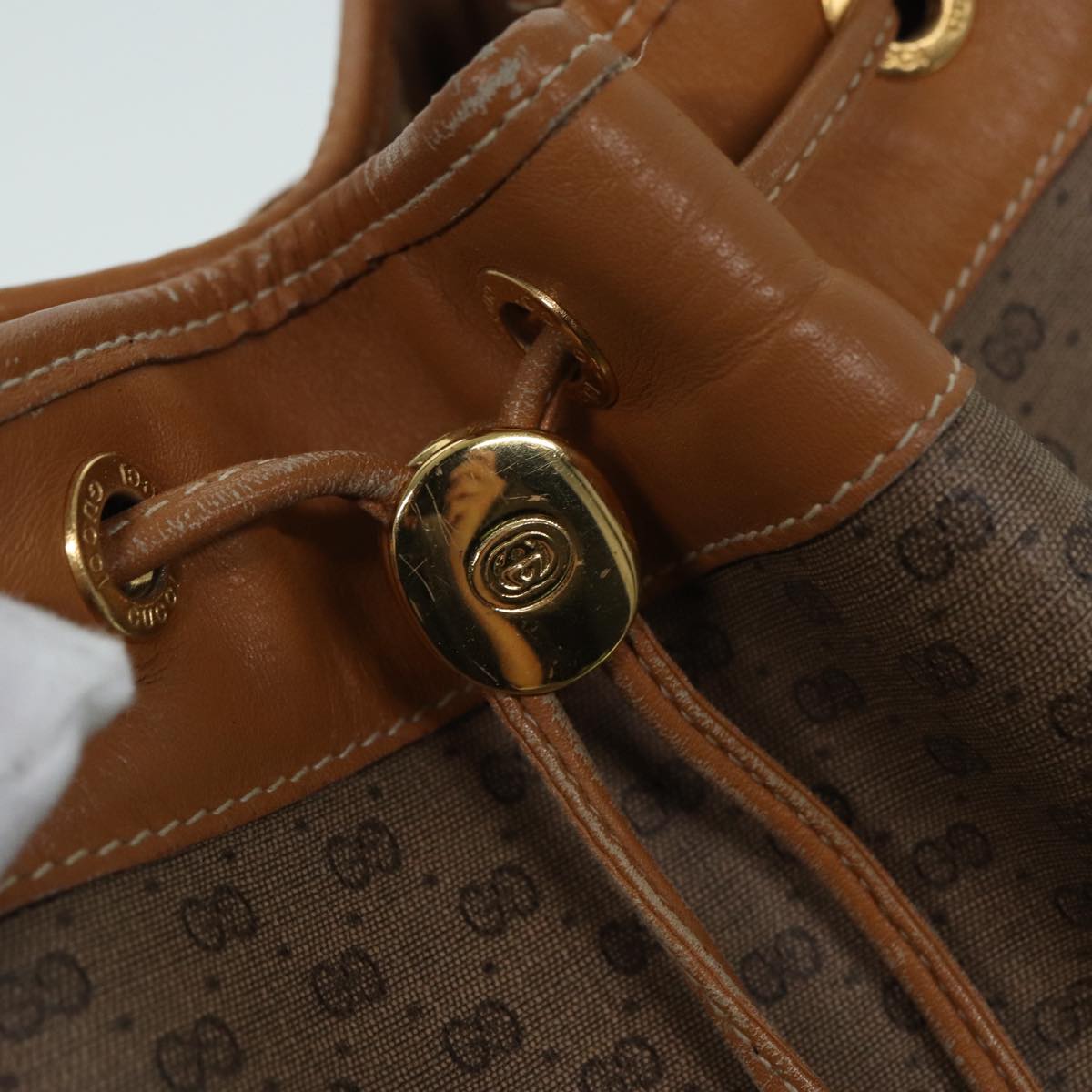 GUCCI Micro GG Supreme Web Sherry Line Shoulder Bag PVC Brown Gold 88809
