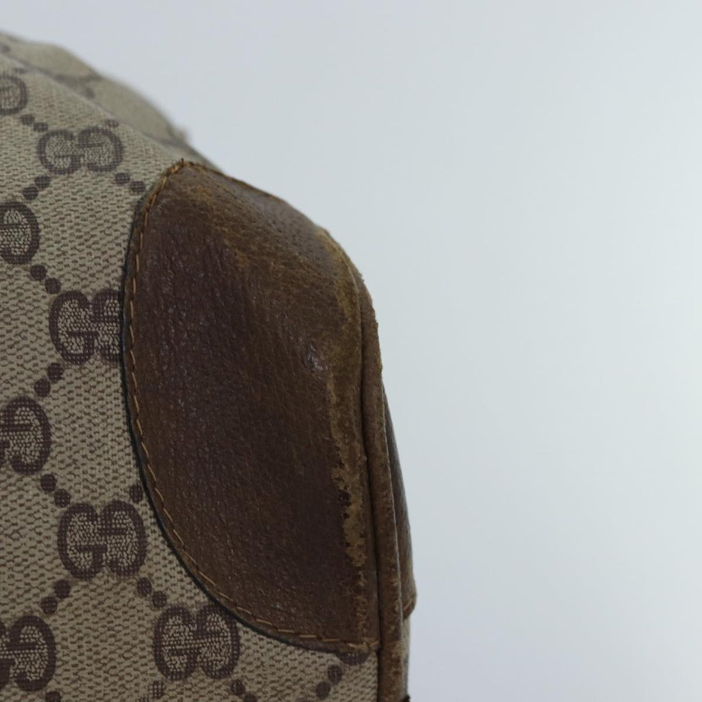 GUCCI GG Supreme Web Sherry Line Boston Bag PVC Leather Beige Gold 88810