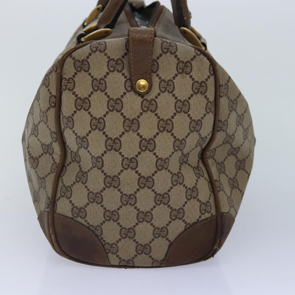 GUCCI GG Supreme Web Sherry Line Boston Bag PVC Leather Beige Gold 88810
