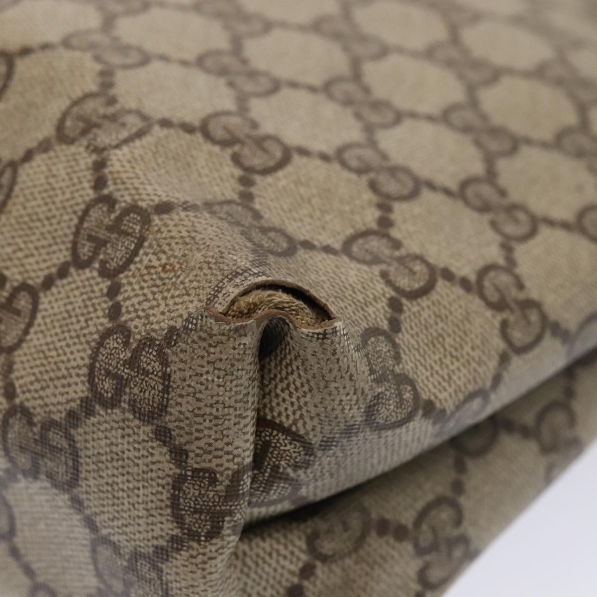 GUCCI GG Supreme Web Sherry Line Tote Bag PVC Leather Beige 39 02 003 88814