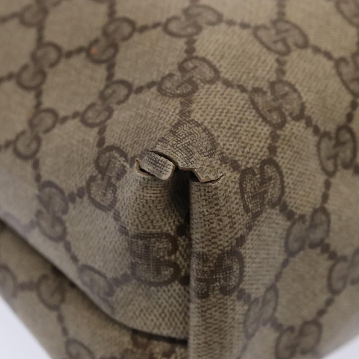 GUCCI GG Supreme Web Sherry Line Tote Bag PVC Leather Beige 39 02 003 88814