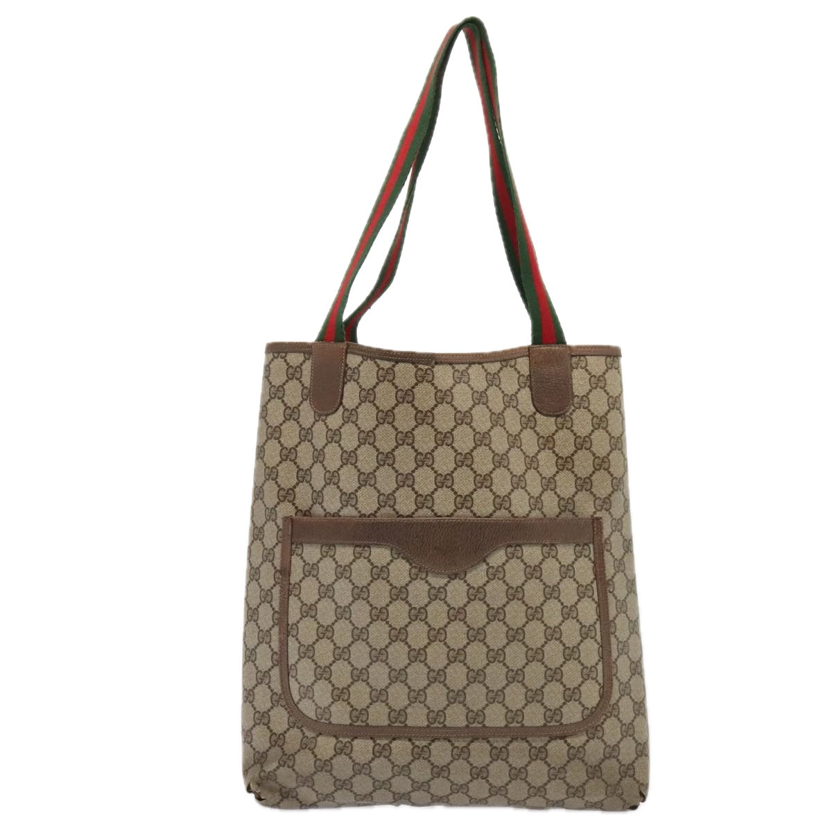 GUCCI GG Supreme Web Sherry Line Tote Bag PVC Leather Beige 39 02 003 88814