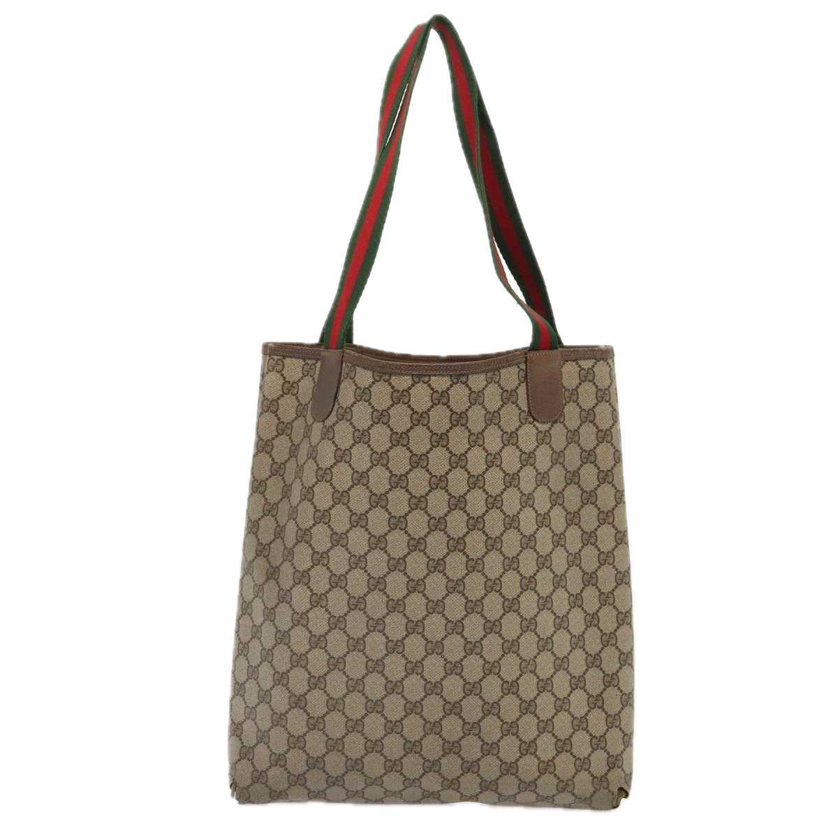GUCCI GG Supreme Web Sherry Line Tote Bag PVC Leather Beige 39 02 003 88814