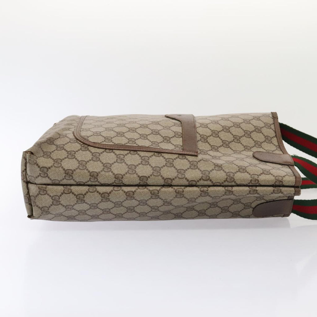 GUCCI GG Supreme Web Sherry Line Tote Bag PVC Leather Beige 39 02 003 88814