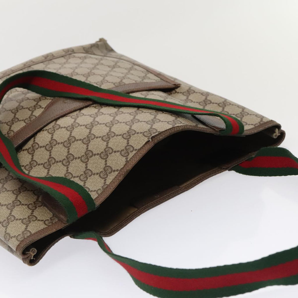 GUCCI GG Supreme Web Sherry Line Tote Bag PVC Leather Beige 39 02 003 88814