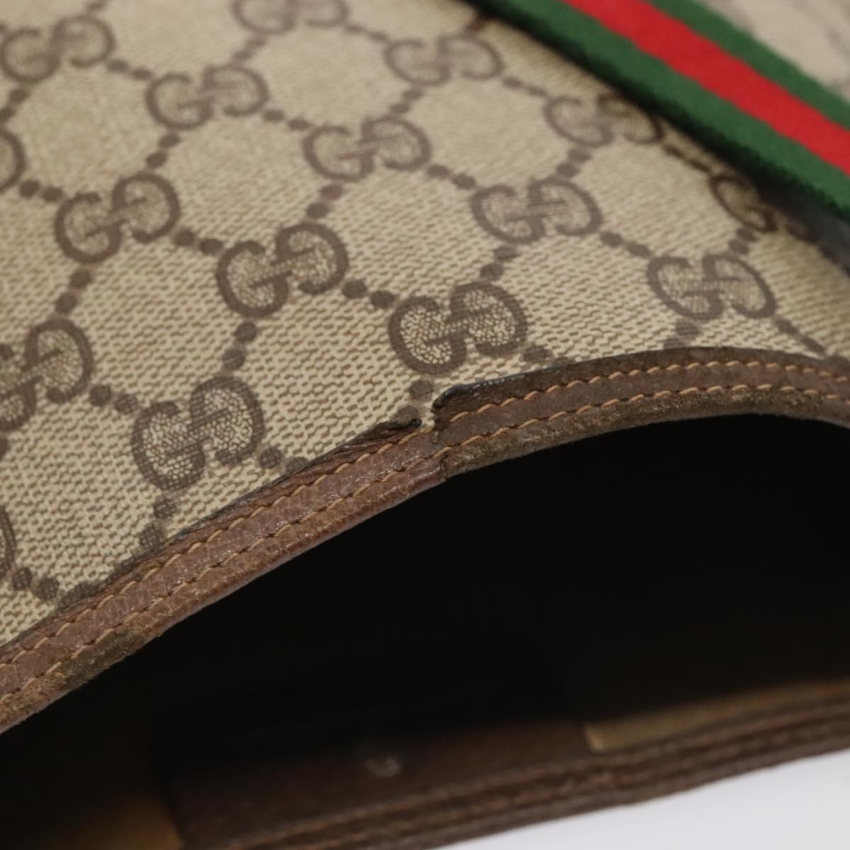 GUCCI GG Supreme Web Sherry Line Tote Bag PVC Leather Beige 39 02 003 88814