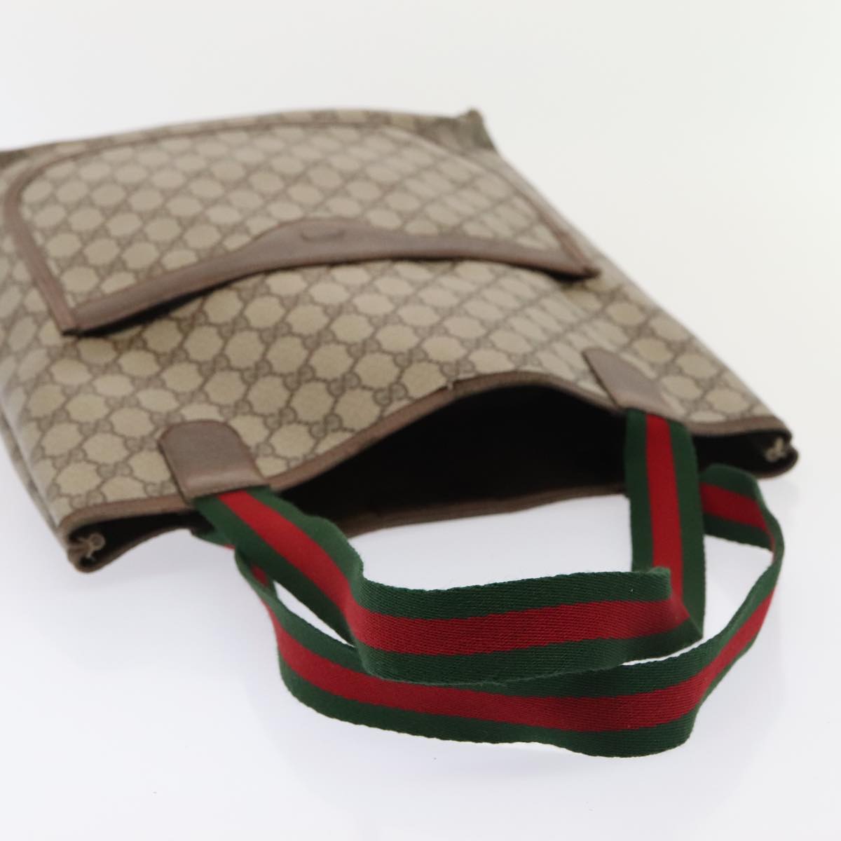 GUCCI GG Supreme Web Sherry Line Tote Bag PVC Leather Beige 39 02 003 88814