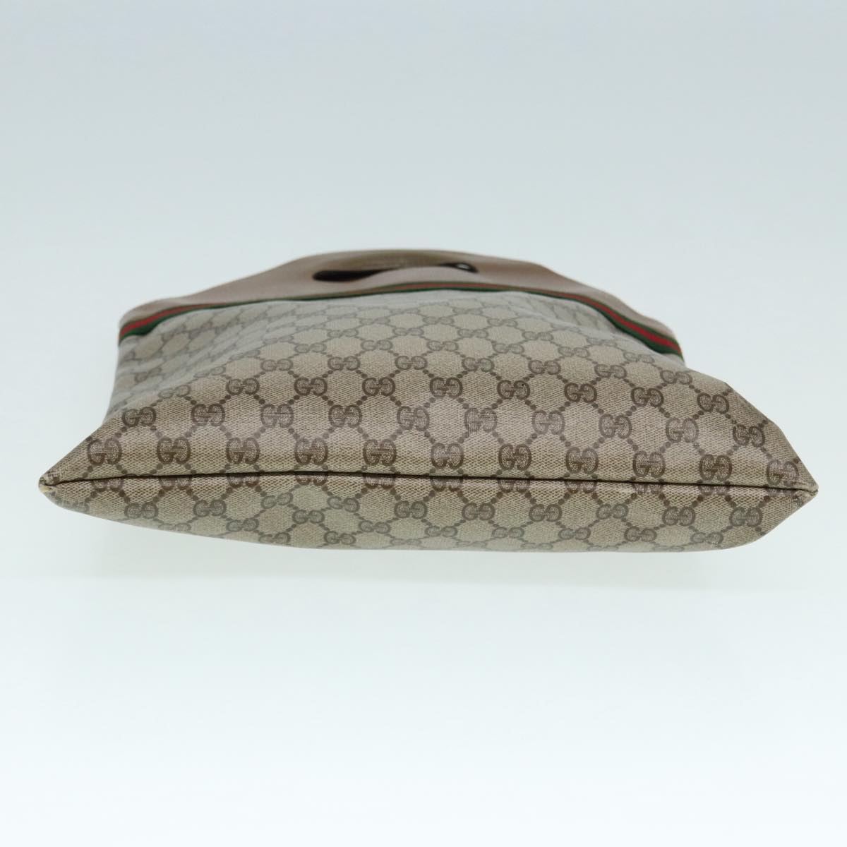GUCCI GG Supreme Web Sherry Line Hand Bag PVC Leather Beige 88823