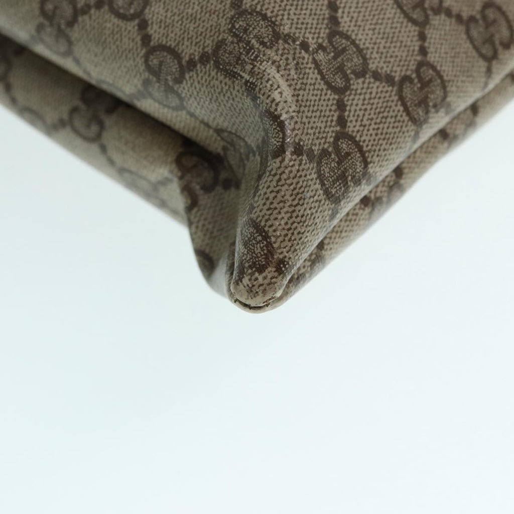 GUCCI GG Supreme Web Sherry Line Hand Bag PVC Leather Beige 88823