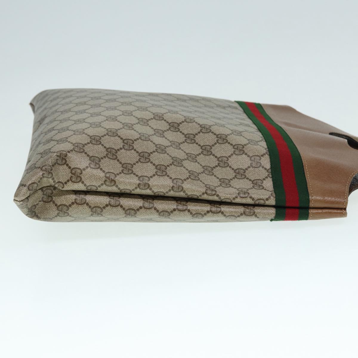 GUCCI GG Supreme Web Sherry Line Hand Bag PVC Leather Beige 88823