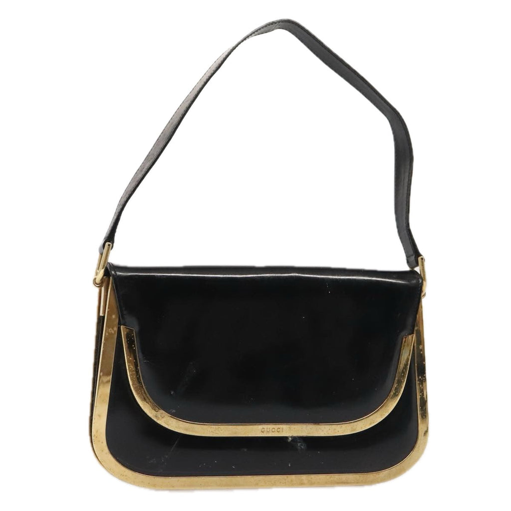 GUCCI Shoulder Bag Patent Leather Black Gold 001 2058 1764 0 88832