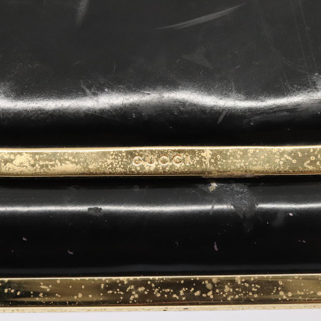 GUCCI Shoulder Bag Patent Leather Black Gold 001 2058 1764 0 88832