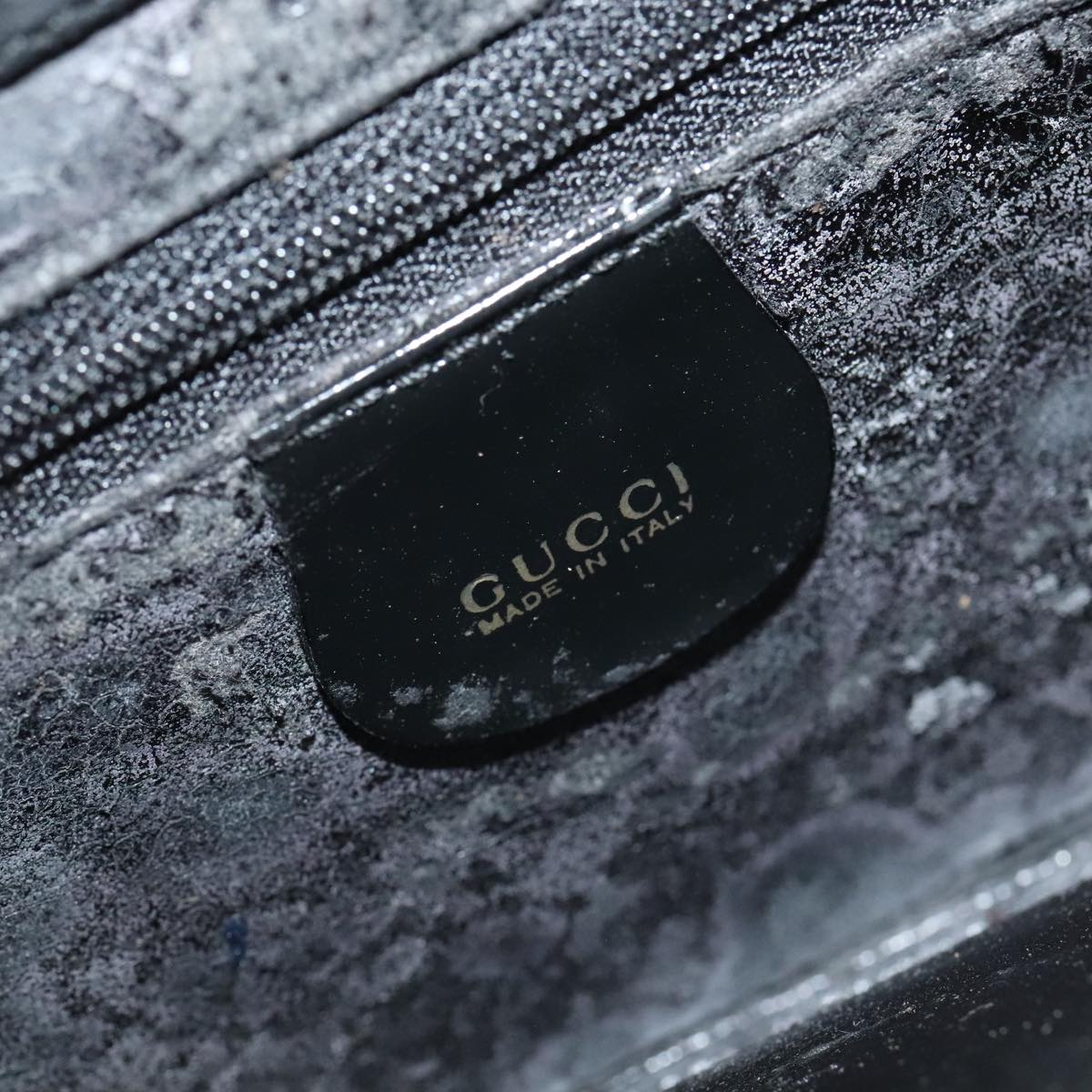 GUCCI Shoulder Bag Patent Leather Black Gold 001 2058 1764 0 88832