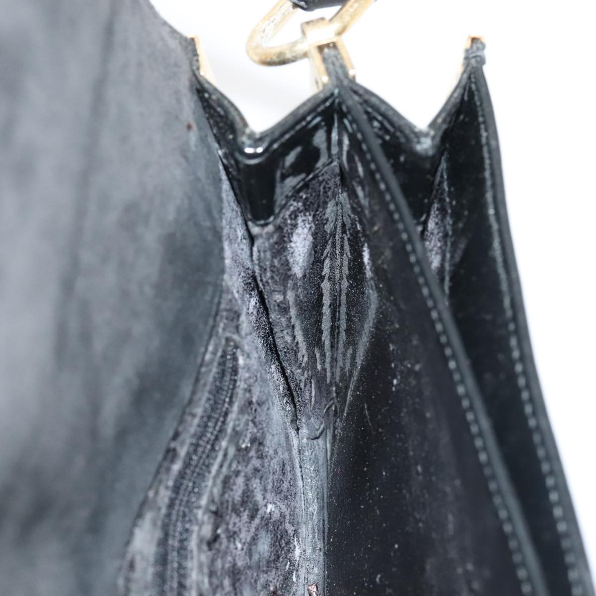 GUCCI Shoulder Bag Patent Leather Black Gold 001 2058 1764 0 88832