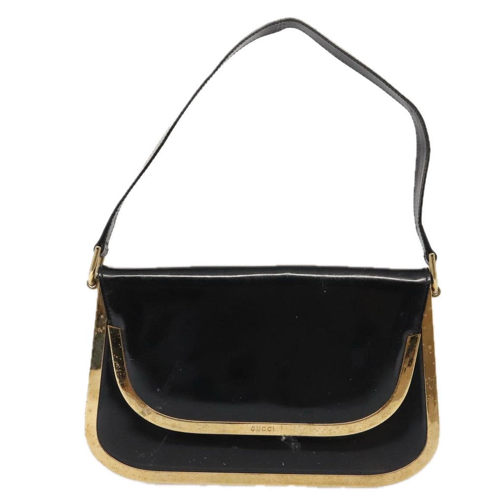 GUCCI Shoulder Bag Patent Leather Black Gold 001 2058 1764 0 88832