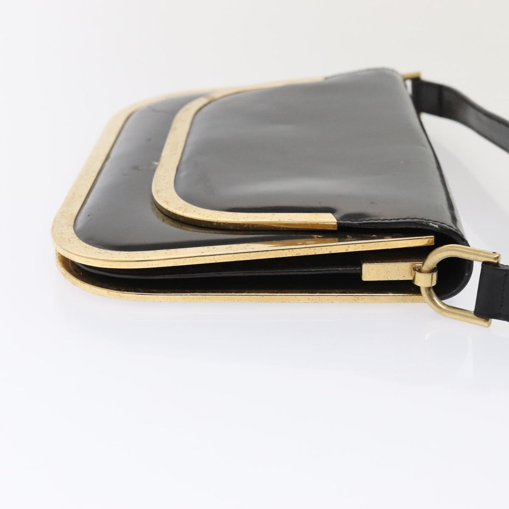 GUCCI Shoulder Bag Patent Leather Black Gold 001 2058 1764 0 88832