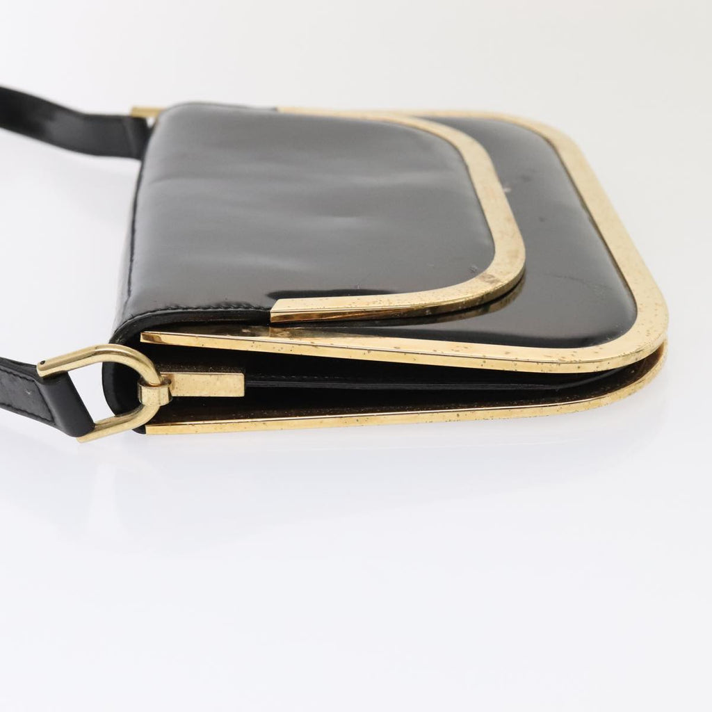 GUCCI Shoulder Bag Patent Leather Black Gold 001 2058 1764 0 88832