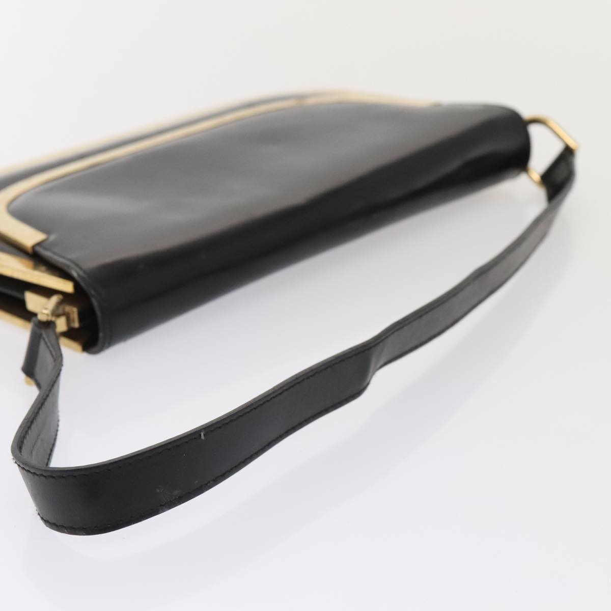 GUCCI Shoulder Bag Patent Leather Black Gold 001 2058 1764 0 88832