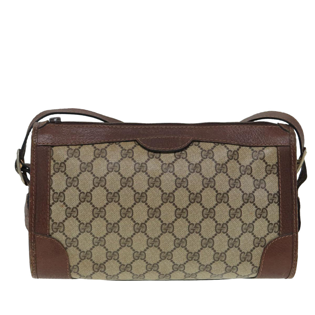 GUCCI GG Supreme Shoulder Bag PVC Leather Beige Gold 88844