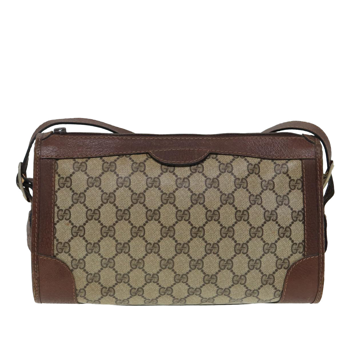 GUCCI GG Supreme Shoulder Bag PVC Leather Beige Gold 88844