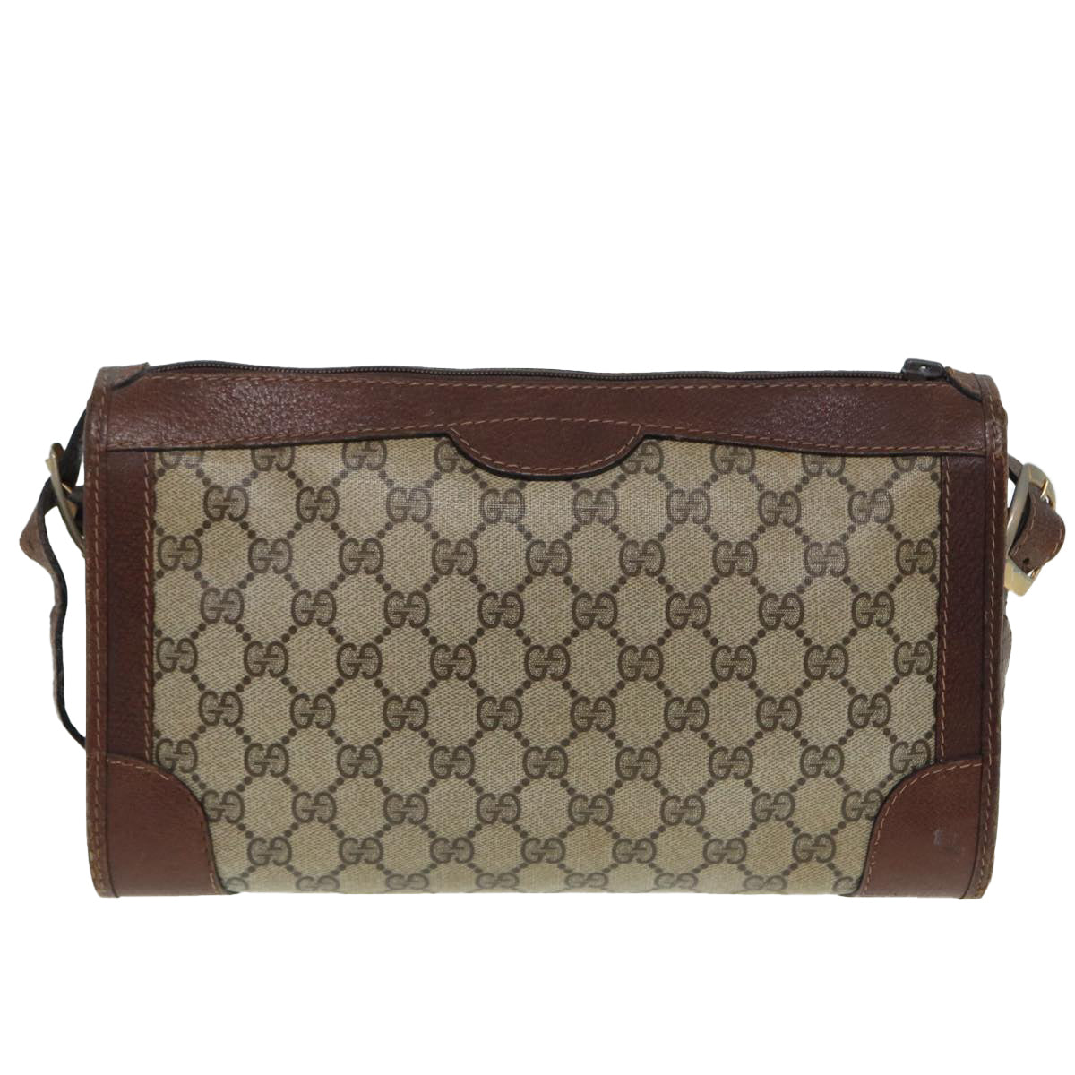GUCCI GG Supreme Shoulder Bag PVC Leather Beige Gold 88844
