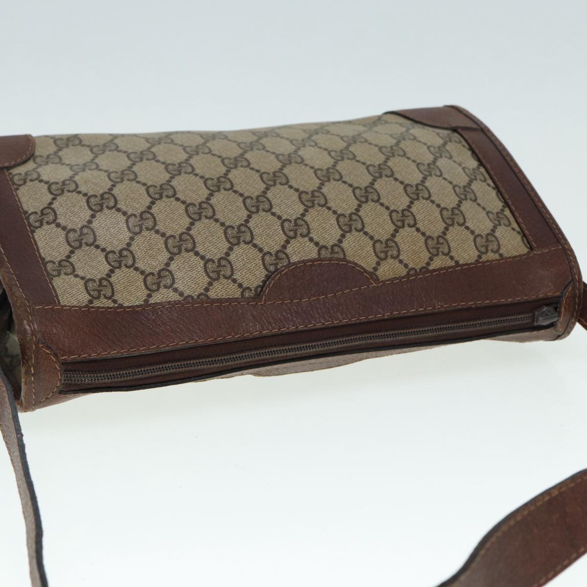 GUCCI GG Supreme Shoulder Bag PVC Leather Beige Gold 88844