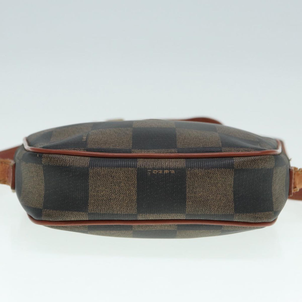 FENDI Pecan Canvas Shoulder Bag Brown Black gold 88845