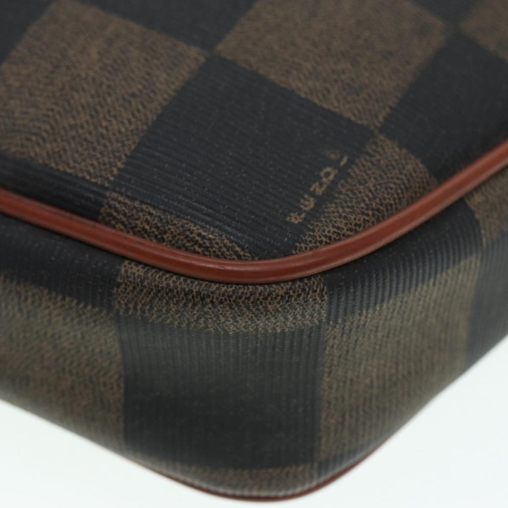FENDI Pecan Canvas Shoulder Bag Brown Black gold 88845