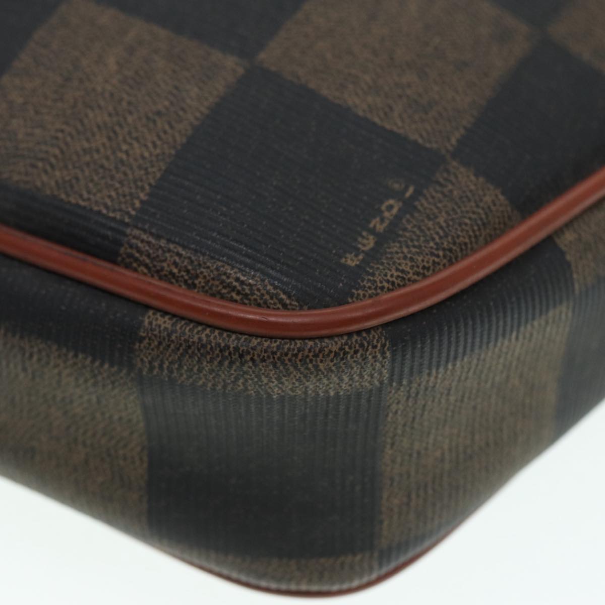 FENDI Pecan Canvas Shoulder Bag Brown Black gold 88845