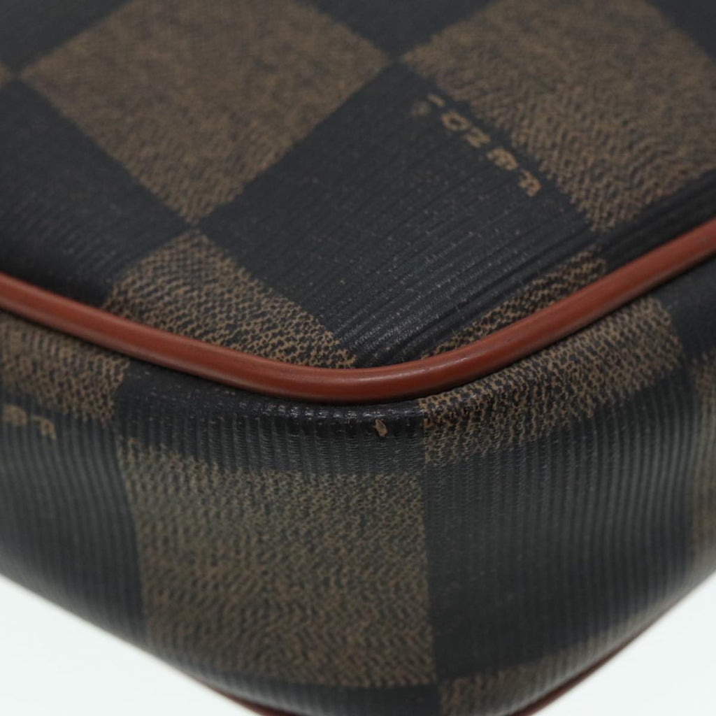 FENDI Pecan Canvas Shoulder Bag Brown Black gold 88845