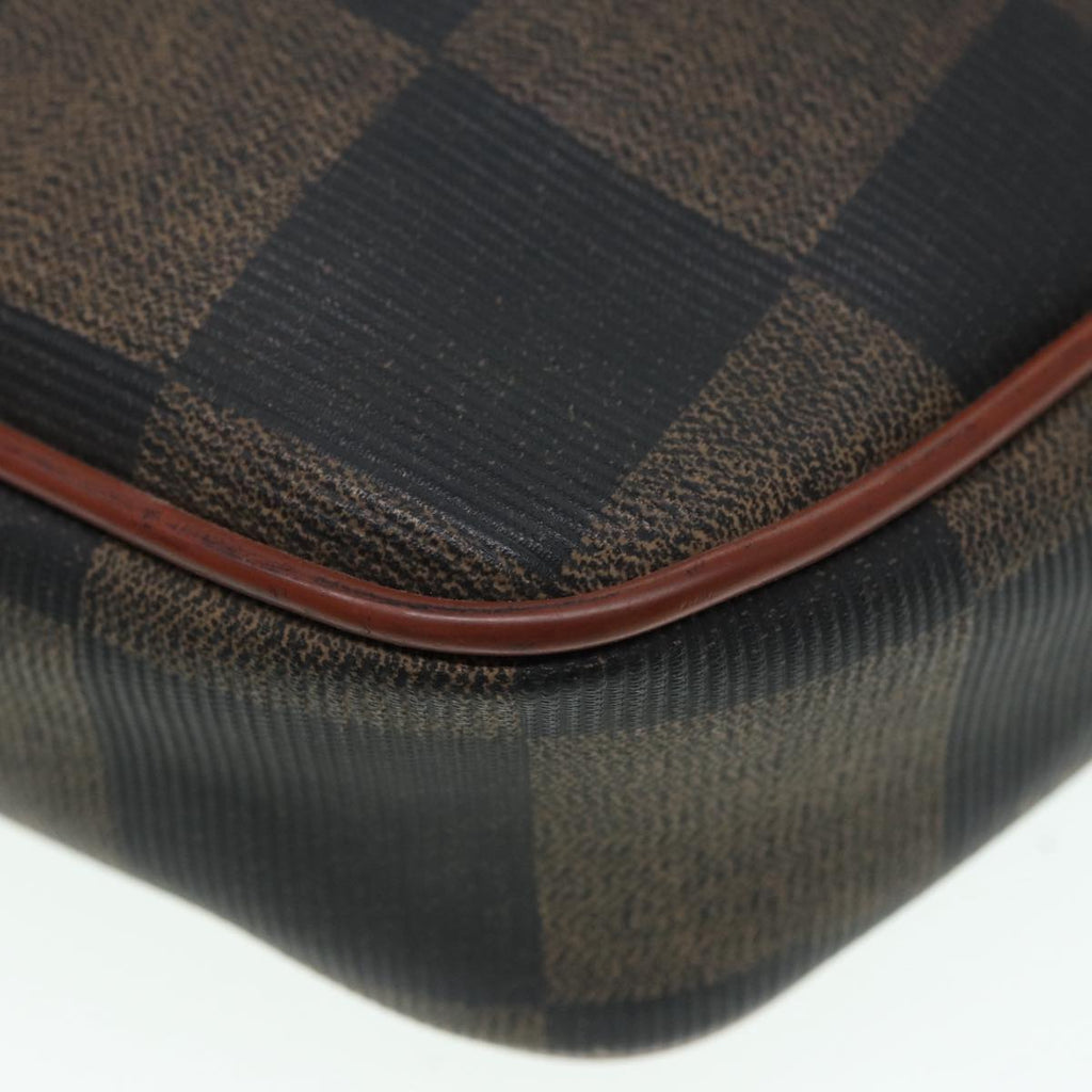 FENDI Pecan Canvas Shoulder Bag Brown Black gold 88845