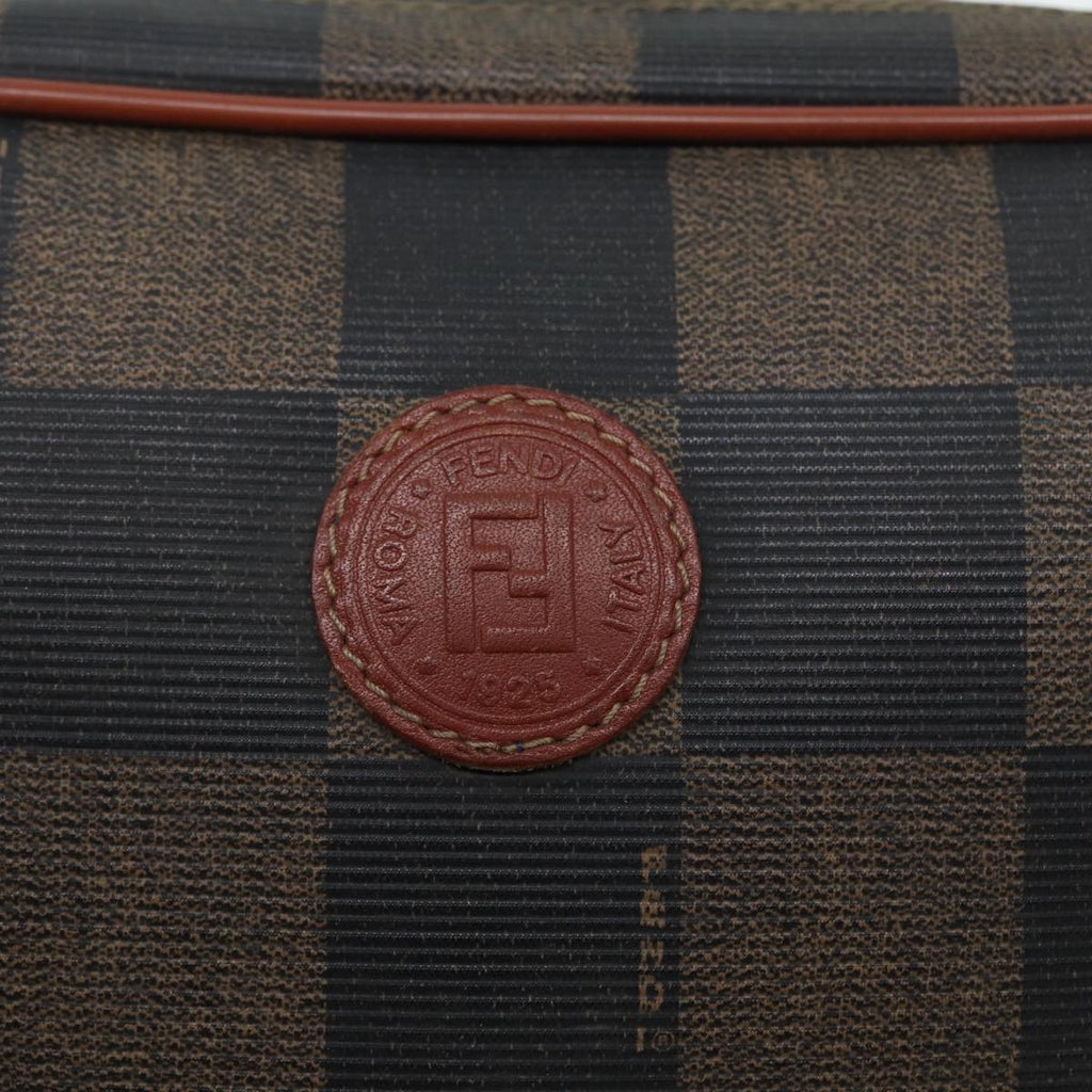 FENDI Pecan Canvas Shoulder Bag Brown Black gold 88845