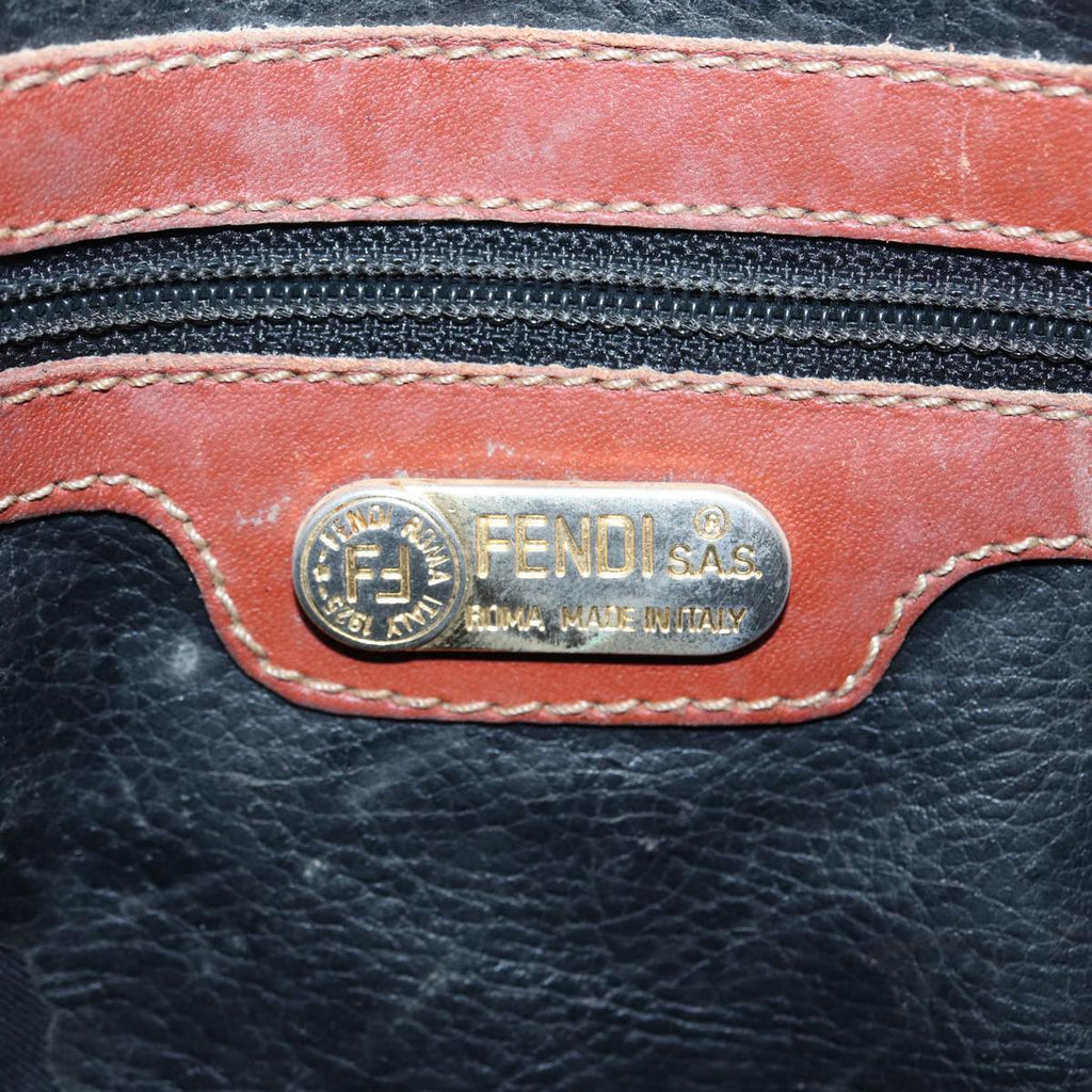 FENDI Pecan Canvas Shoulder Bag Brown Black gold 88845