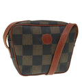 FENDI Pecan Canvas Shoulder Bag Brown Black gold 88845