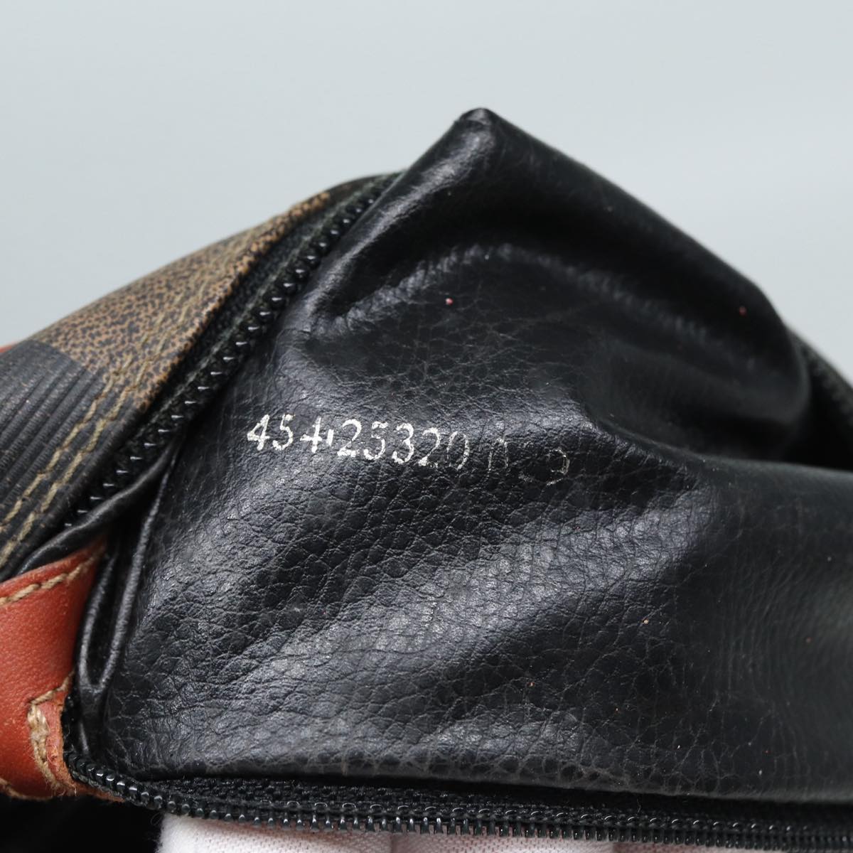 FENDI Pecan Canvas Shoulder Bag Brown Black gold 88845