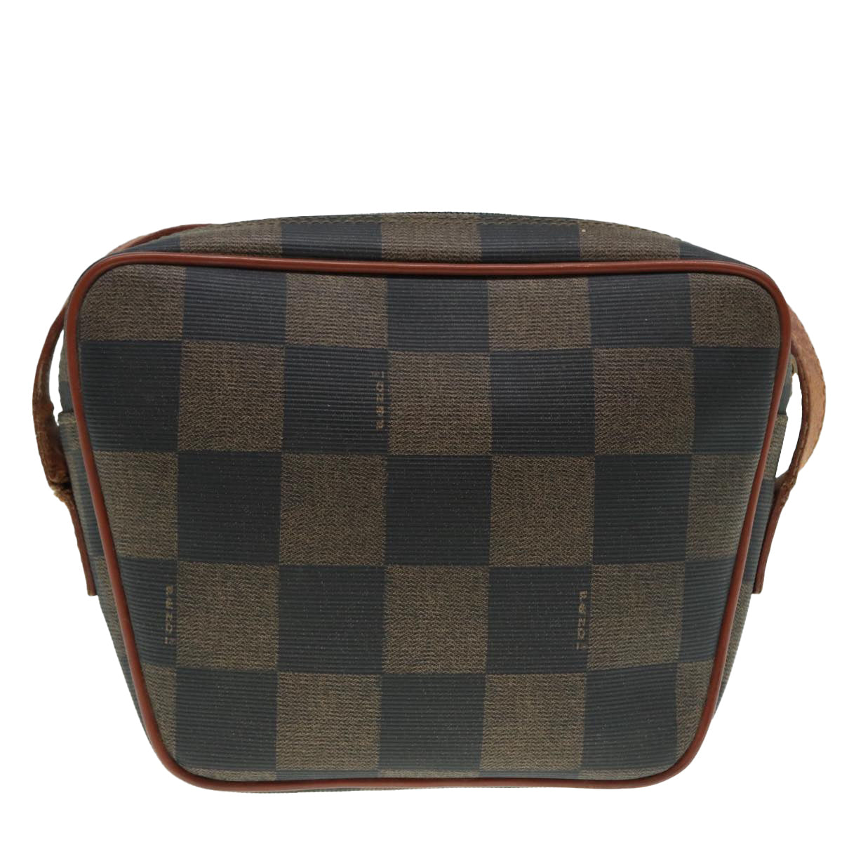 FENDI Pecan Canvas Shoulder Bag Brown Black gold 88845