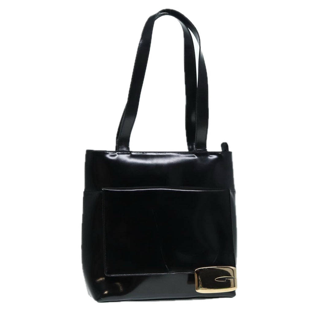 GUCCI Tote Bag Patent Leather Black Silver 002 8754 0482 88846