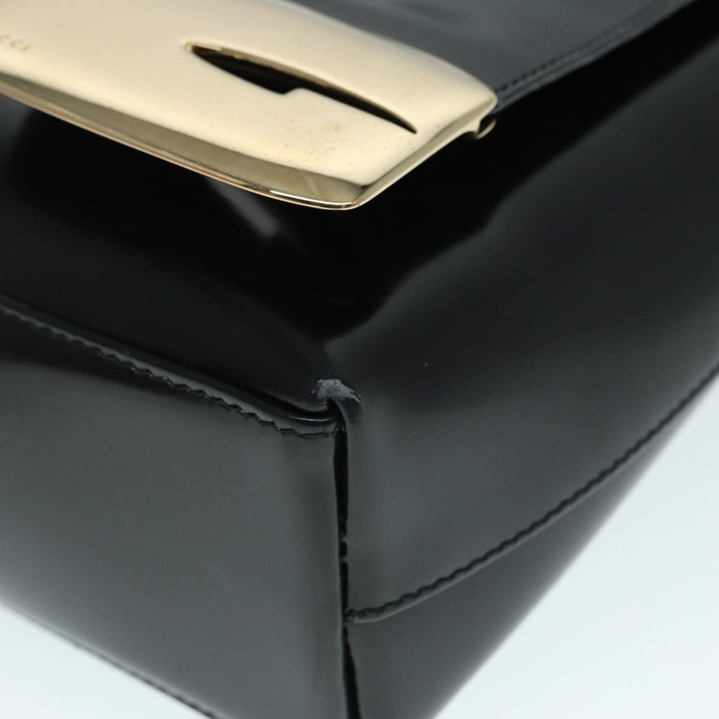 GUCCI Tote Bag Patent Leather Black Silver 002 8754 0482 88846