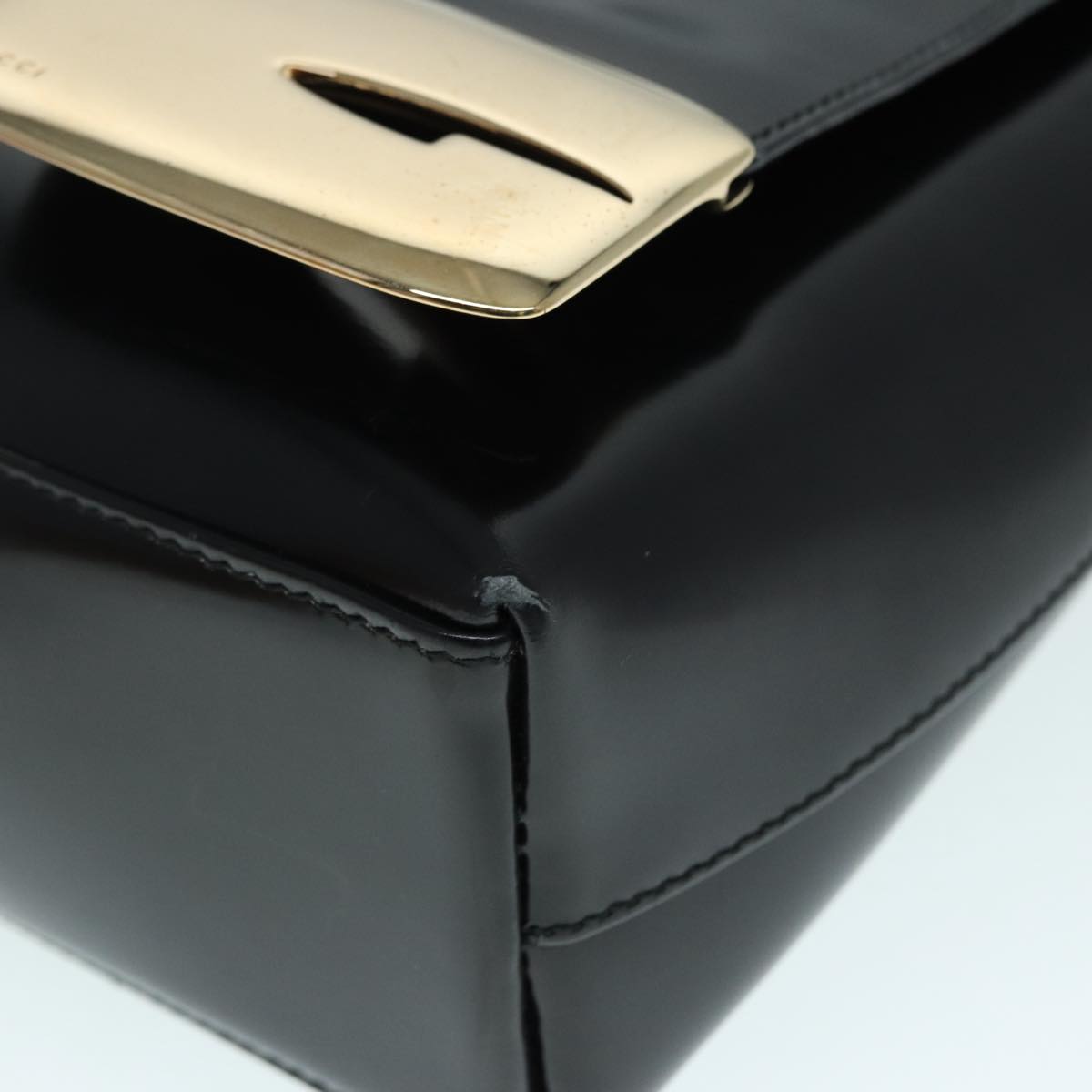 GUCCI Tote Bag Patent Leather Black Silver 002 8754 0482 88846