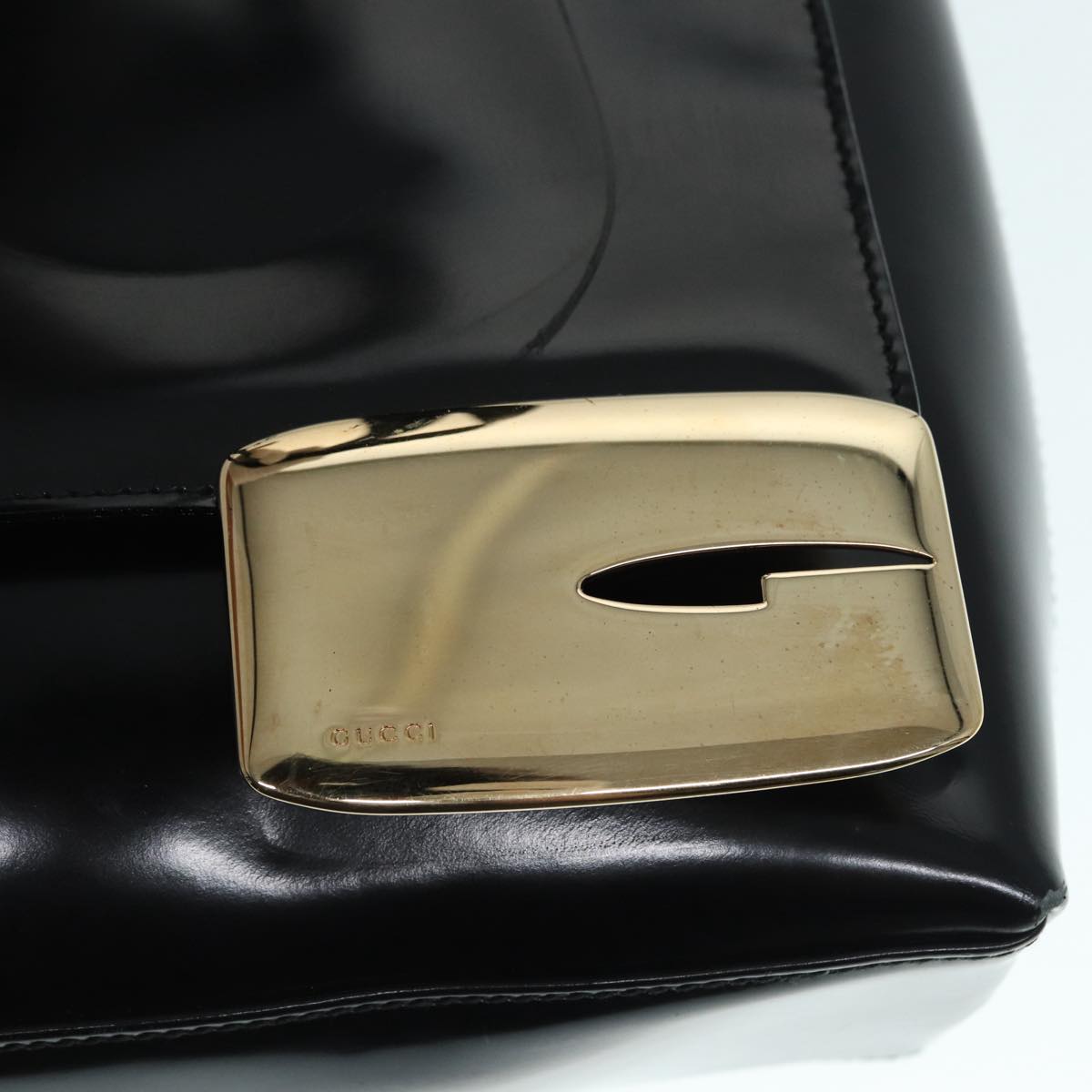GUCCI Tote Bag Patent Leather Black Silver 002 8754 0482 88846