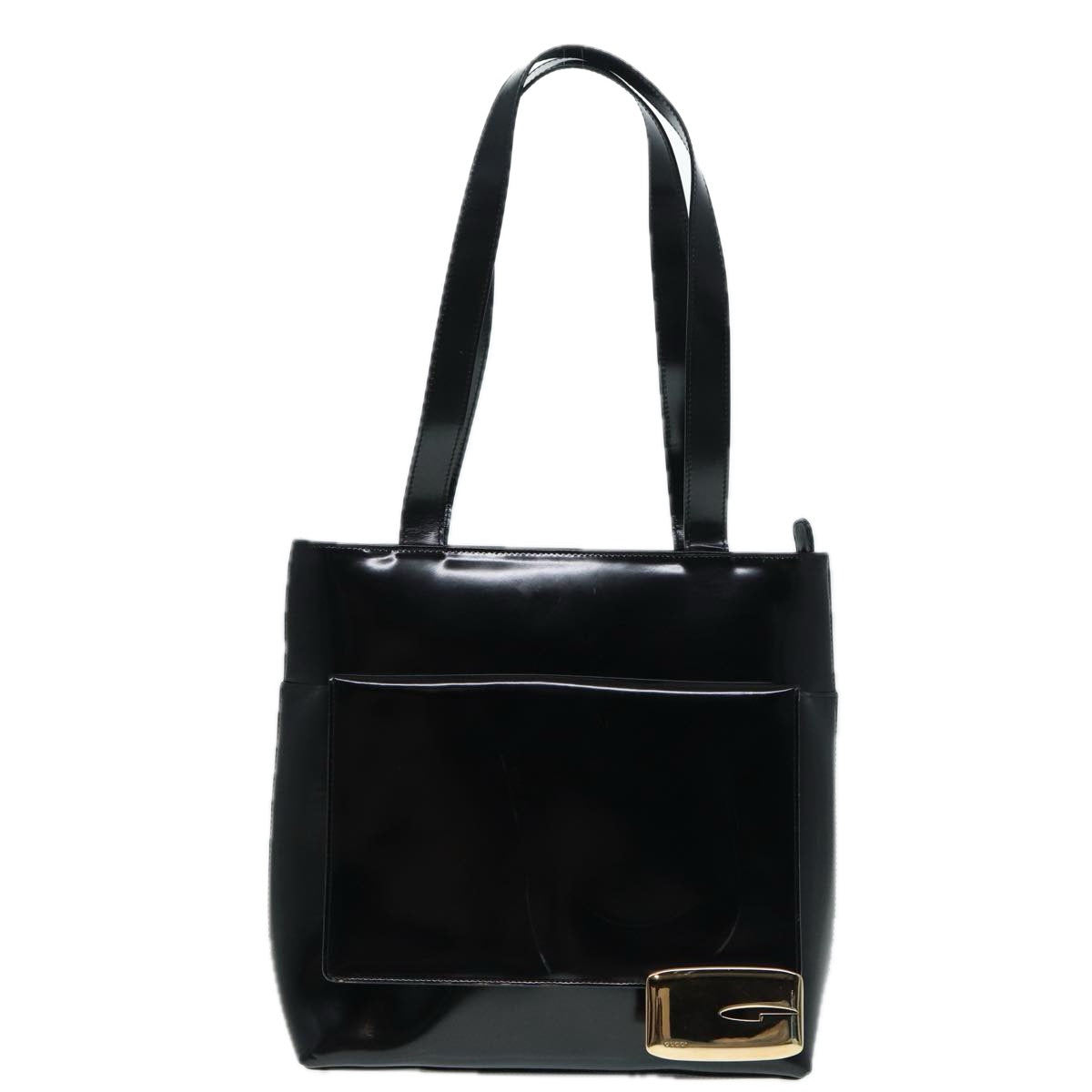 GUCCI Tote Bag Patent Leather Black Silver 002 8754 0482 88846