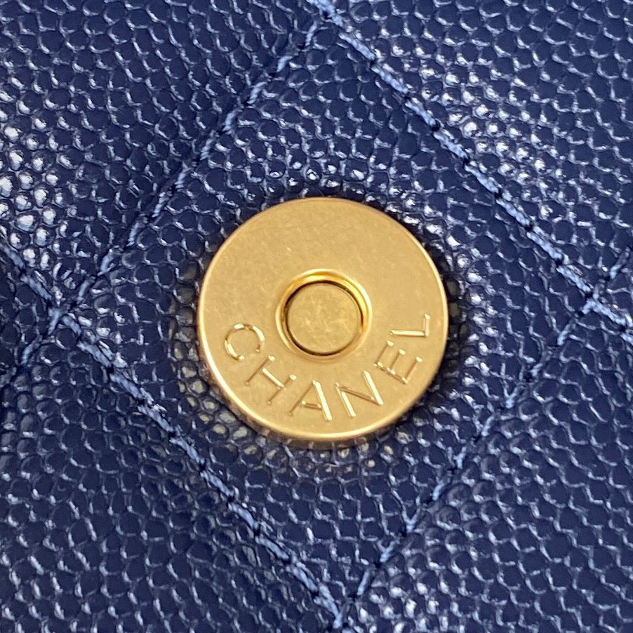CHL Clutch With Chain Gold Hardware Grained Shinny Navy Blue For Women, Women’s Handbags, Shoulder Bags 4.7in/12cm AP2857
