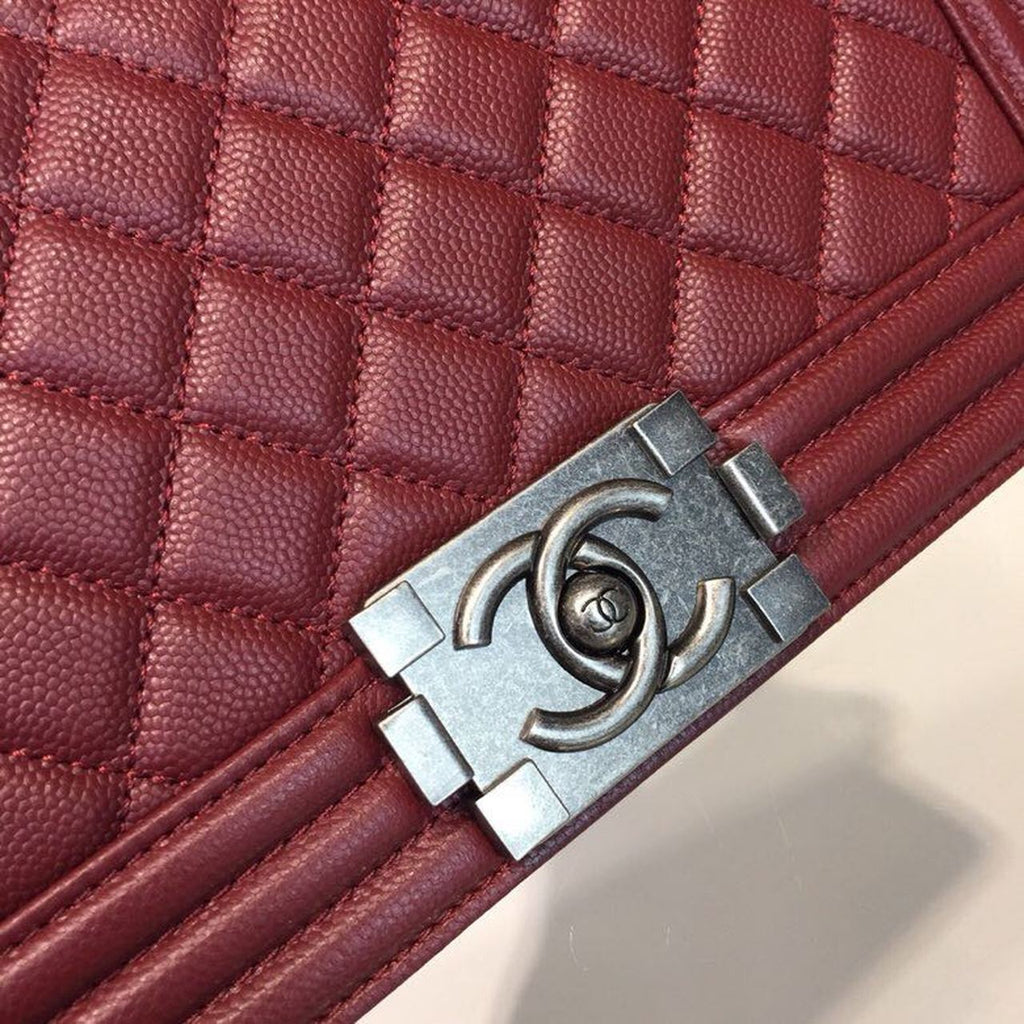 CHL Boy Handbag Silver Hardware Burgundy For Women, Women’s Bags, Shoulder And Crossbody Bags 9.8in/25cm A67086