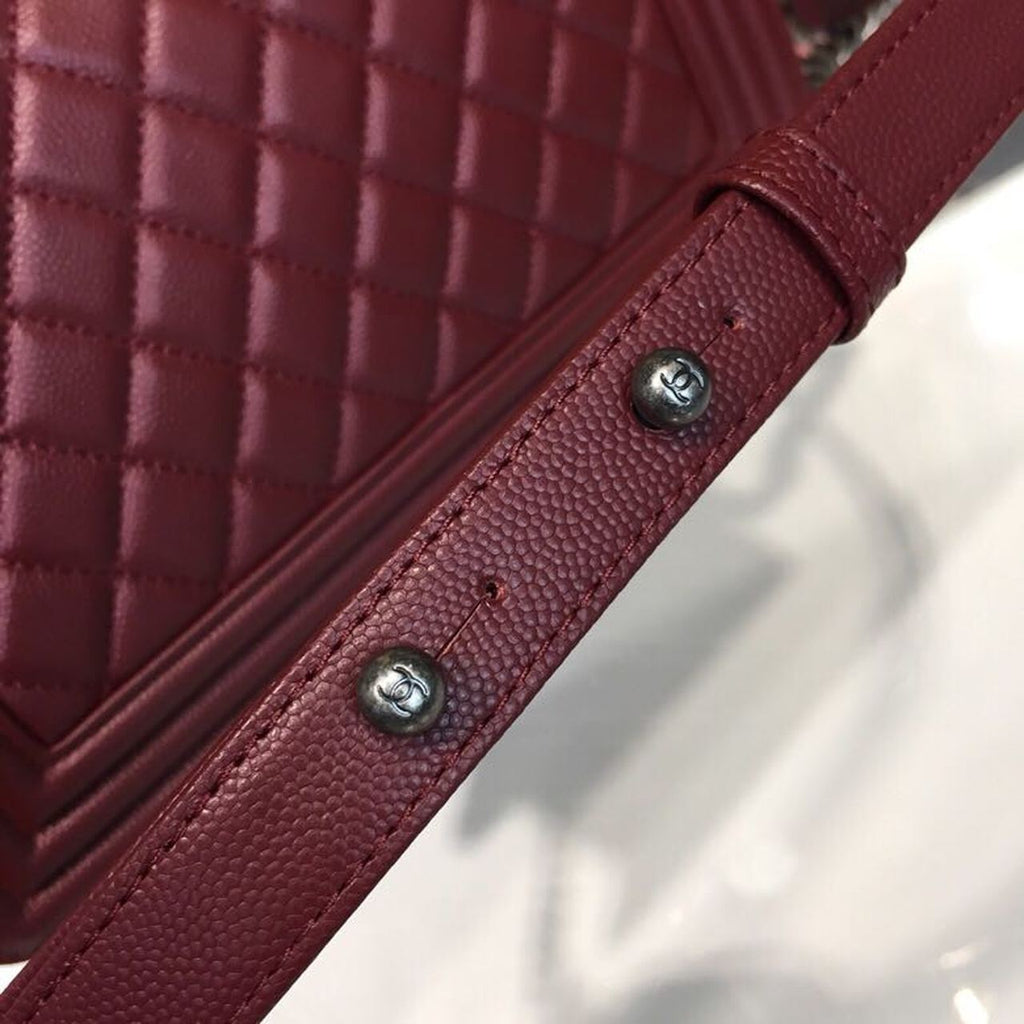 CHL Boy Handbag Silver Hardware Burgundy For Women, Women’s Bags, Shoulder And Crossbody Bags 9.8in/25cm A67086