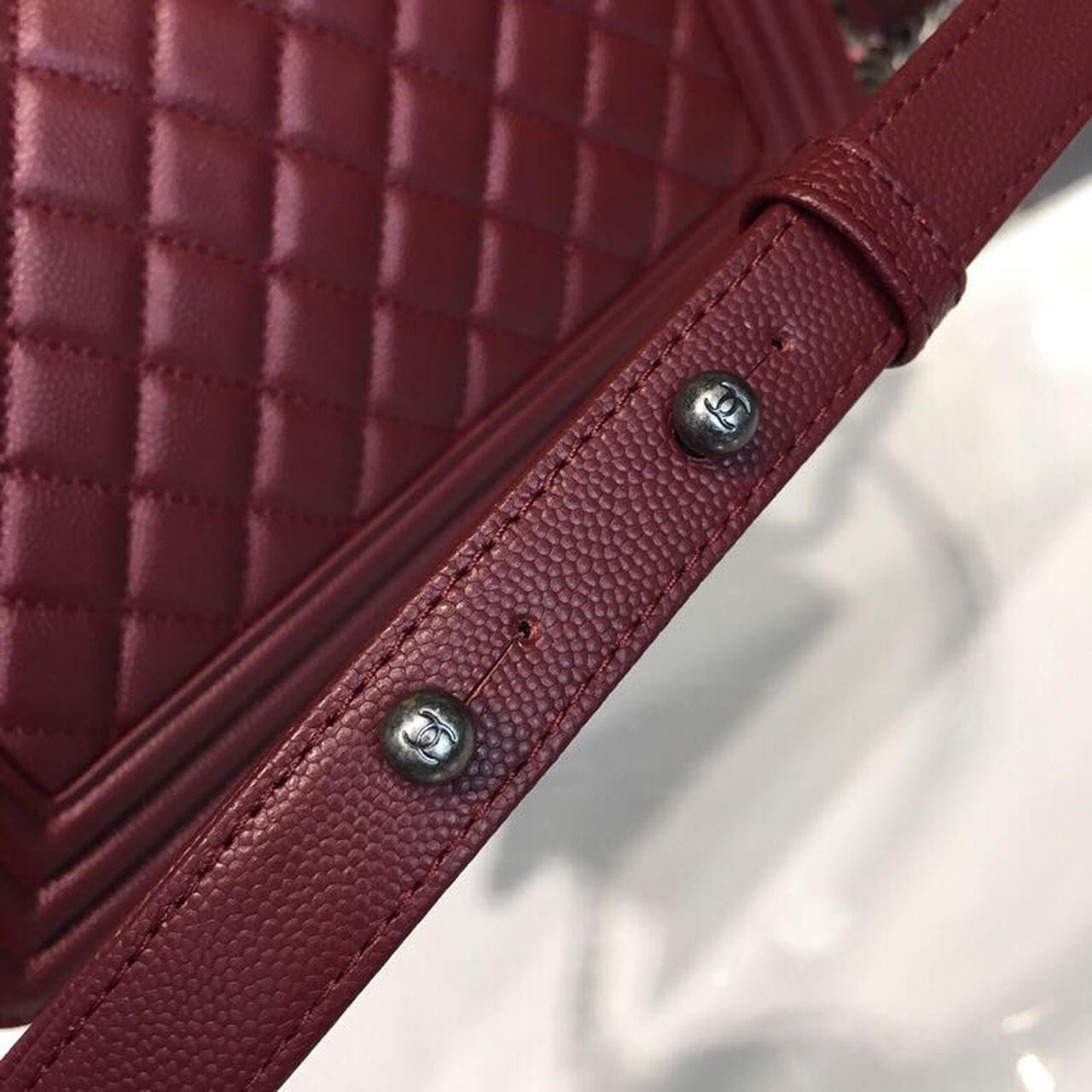 CHL Boy Handbag Silver Hardware Burgundy For Women, Women’s Bags, Shoulder And Crossbody Bags 9.8in/25cm A67086