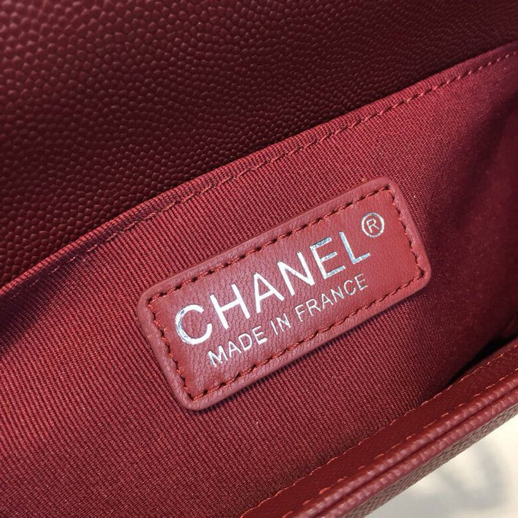 CHL Boy Handbag Silver Hardware Burgundy For Women, Women’s Bags, Shoulder And Crossbody Bags 9.8in/25cm A67086